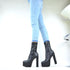 DAMEN-ANKLE BOOTS MIT PLATEAU UND BLOCKABSATZ IN SCHWARZ